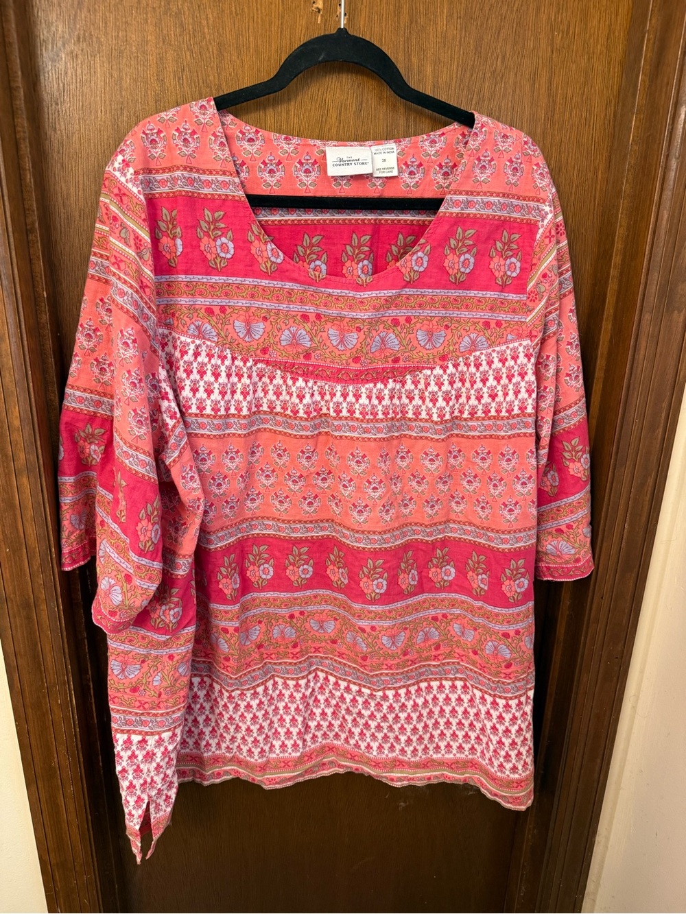The Vermont Country Store Pink & Coral Patterned Women’s Tunic Top Size 3X